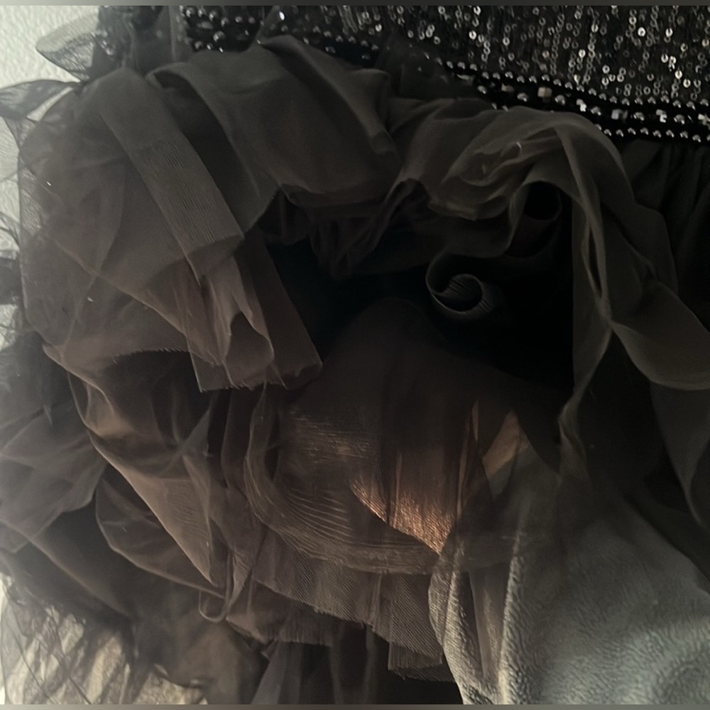 NWT MAC DUGGAL LONG SLEEVED RUFFLE TIERED MIDI DRESS BLACK  26299 - Picture 11 of 14